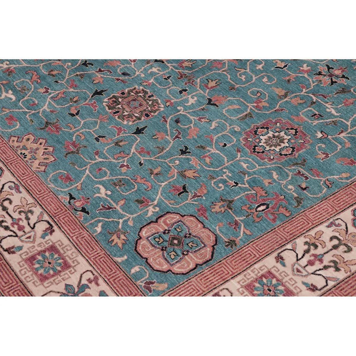 Blue Hand Knotted Wool Rug For Dining Room WK-643 - Indian Rug Store