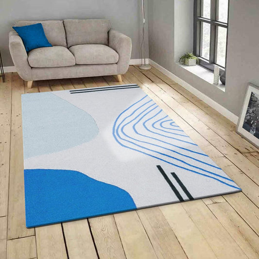 Blue Hand Tufted Natural Wool Area Rug For Hall Patio WK-683 Blue Hand Tufted Natural Wool Area Rug For Hall Patio WK-683