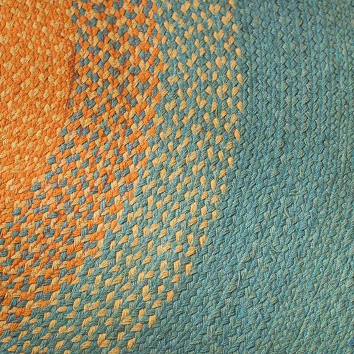 Orange Hand Braided Round Outdoor Cotton Rugs - Indian Rug Store Orange Hand Braided Round Outdoor Cotton Rugs - Indian Rug Store