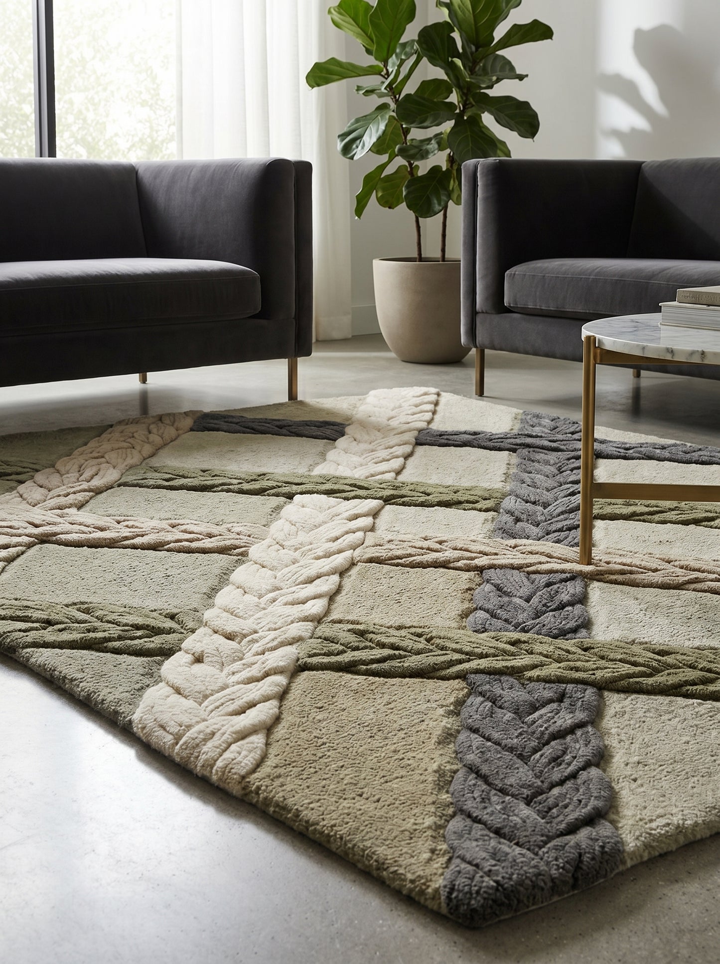 Cloverton Ivory Marble Rug