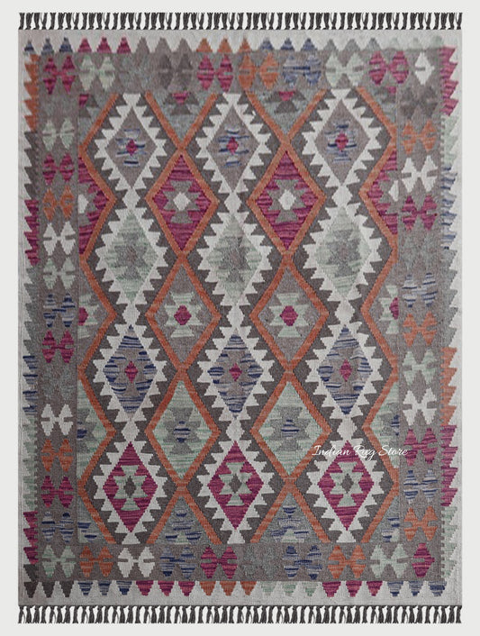 Hand Woven Wool Multicolor Living Room Area Rug