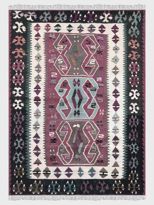 Natural Multicolor Hand Woven Wool Living Room Rug