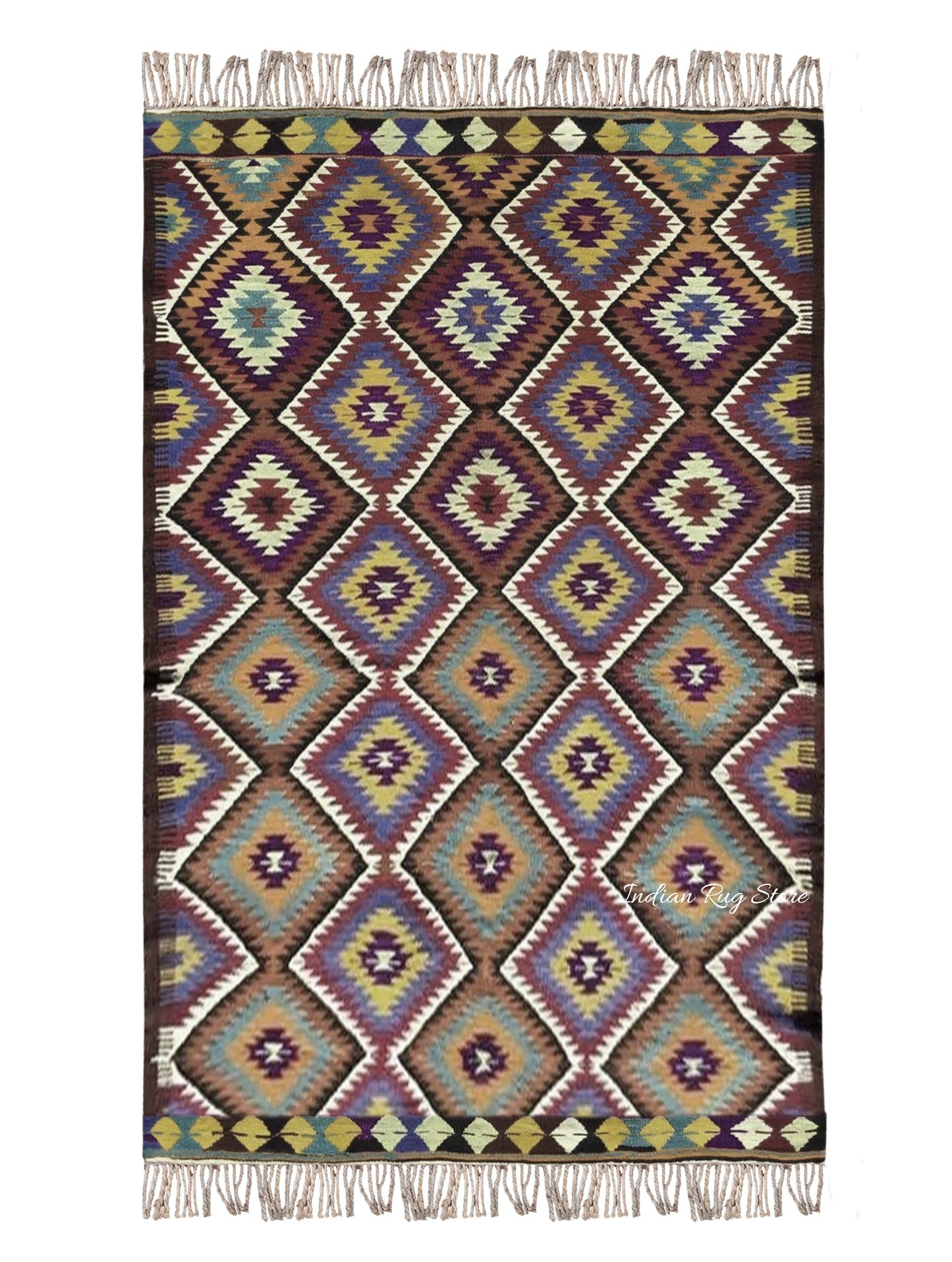 Dining Room Decor Hand Woven Multicolor Wool Rug