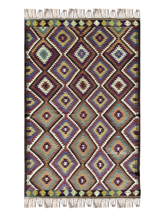 Dining Room Decor Hand Woven Multicolor Wool Rug