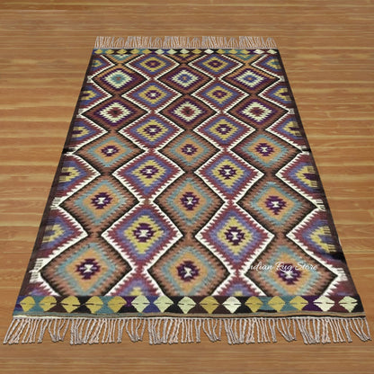 Dining Room Decor Hand Woven Multicolor Wool Rug