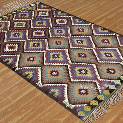 Dining Room Decor Hand Woven Multicolor Wool Rug