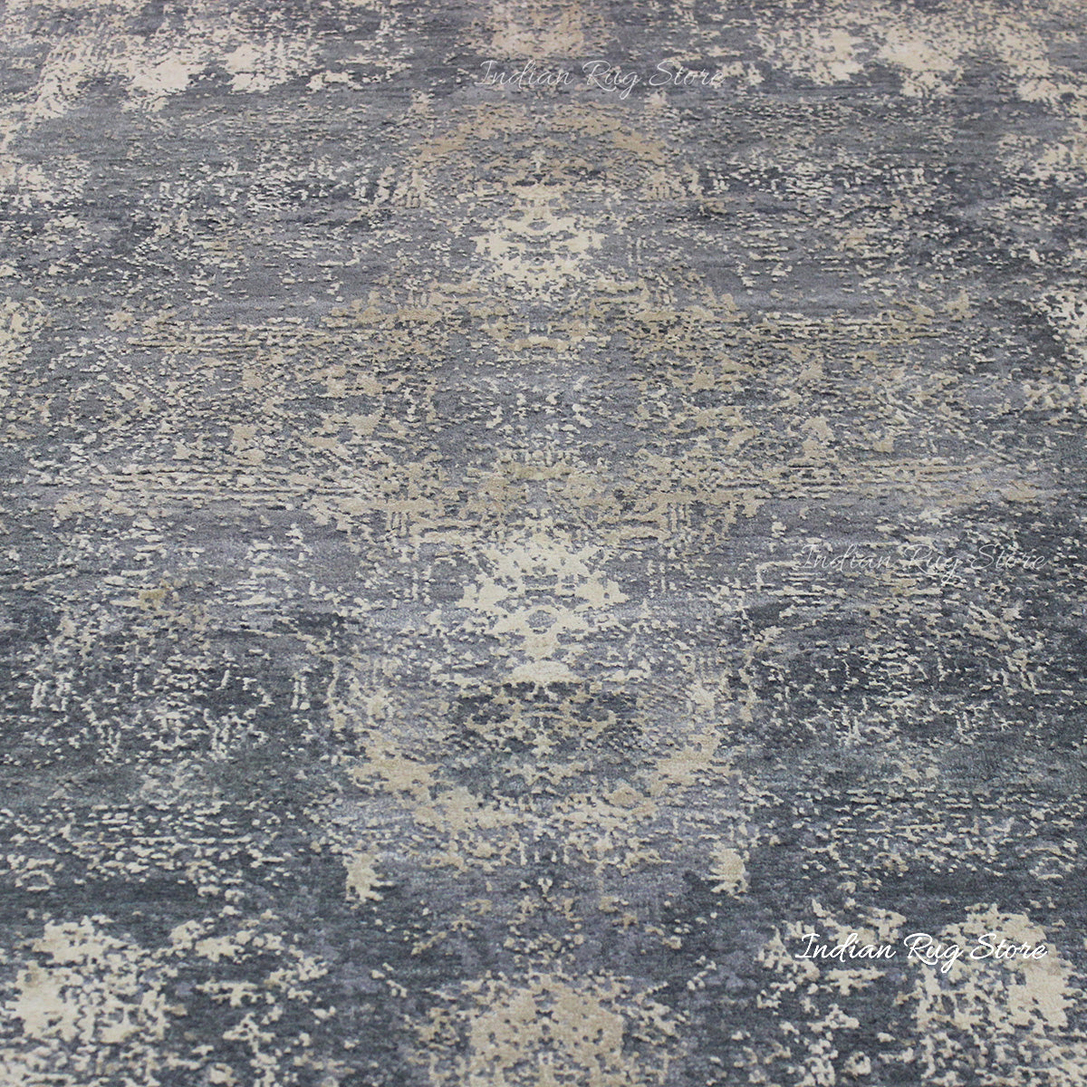 Hand Knotted Indian Gray Soft Wool Living Area Rug