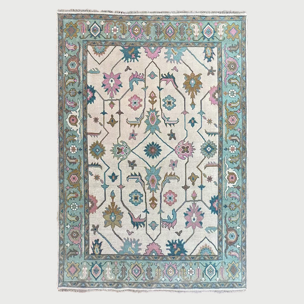 Hand Knotted Teal Green Multicolor Home Decor Hallway Large Area Rug - Indian Rug Store