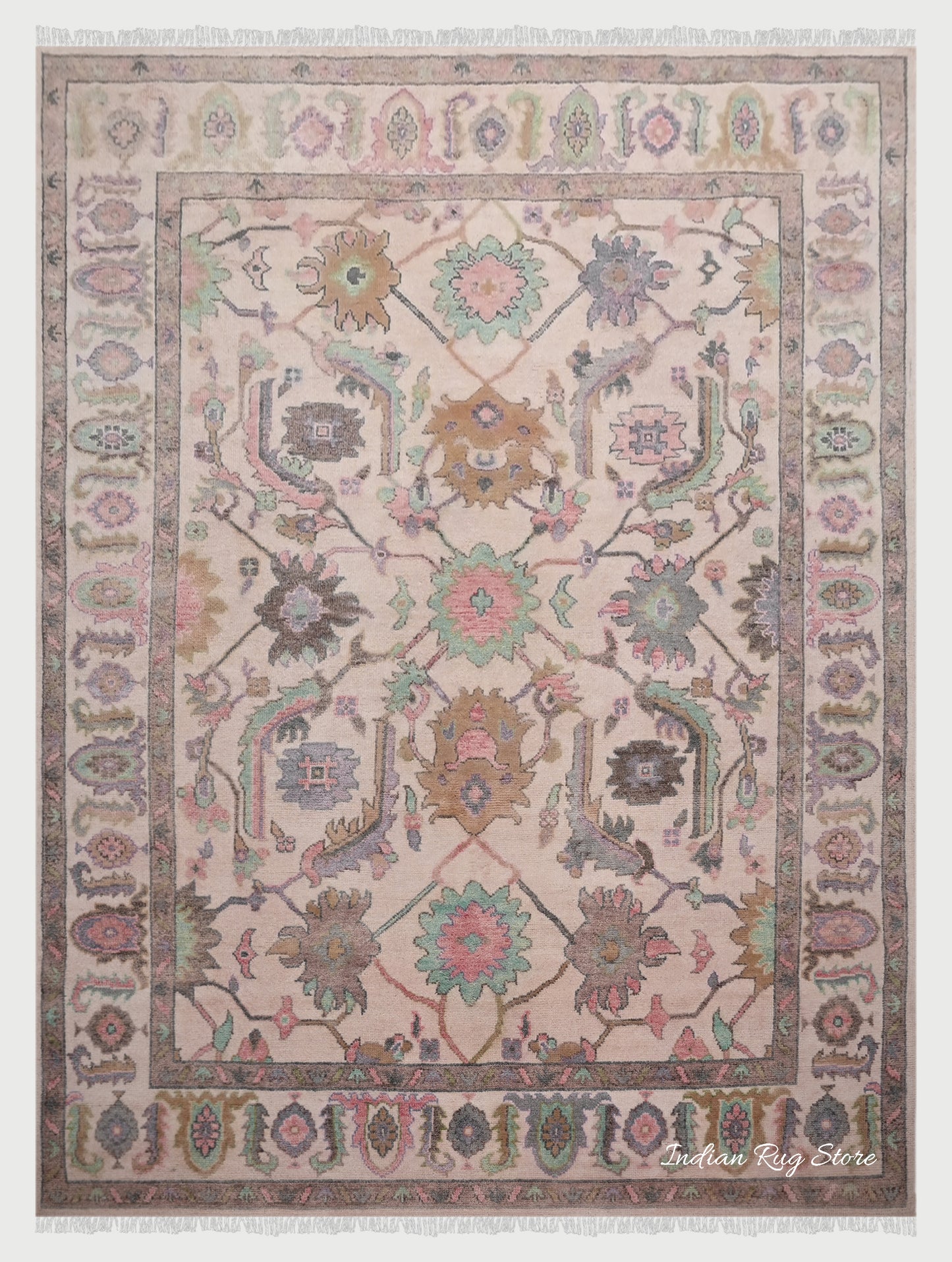 Hand Knotted Beautiful Brown Natural Wool Oushak Rug