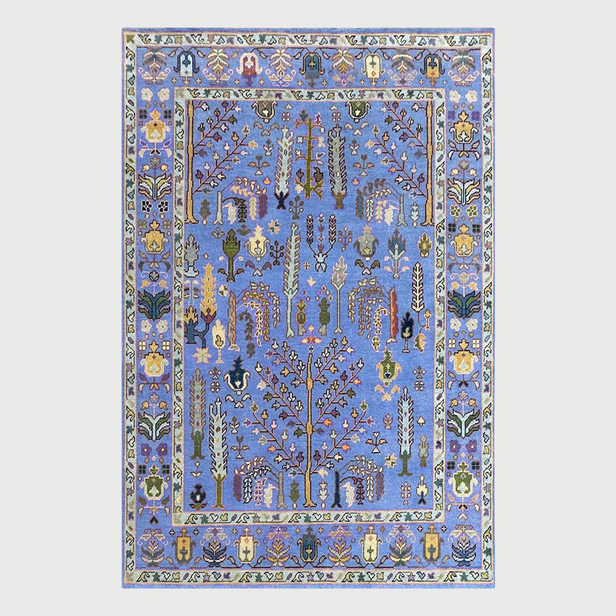 Hand Knotted Attractive Blue Multicolor Hallway Large Area Rug - Indian Rug Store