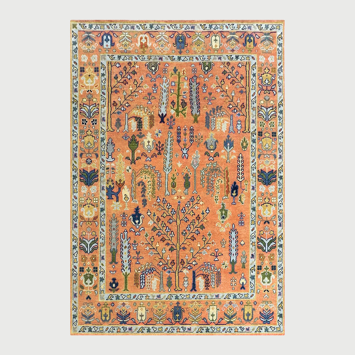 Hand Knotted Orange Multicolor Trendy Hallway Large Area Rug - Indian Rug Store