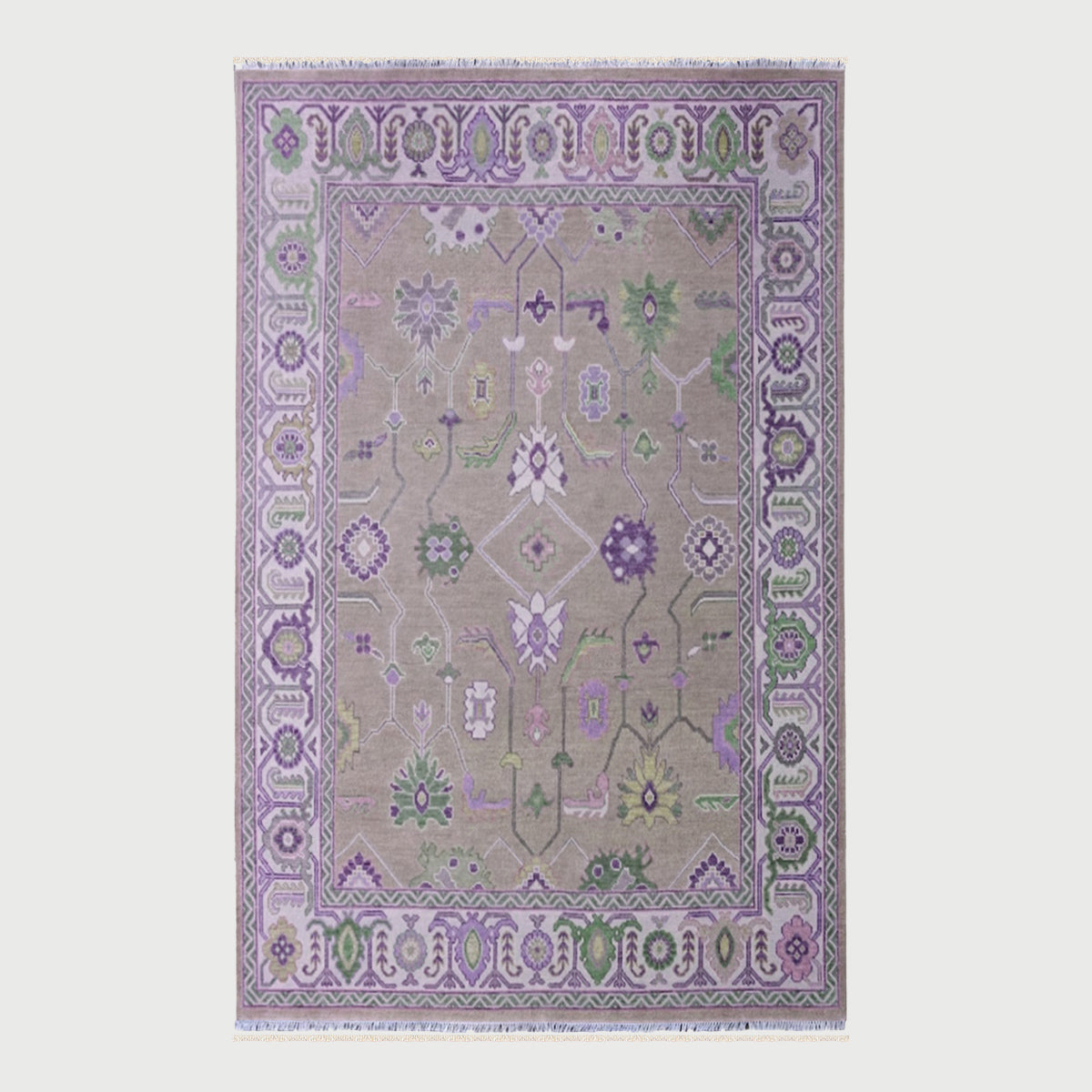 Hand Knotted Purple Multicolor Farm House Indoor Large Area Rug - Indian Rug Store