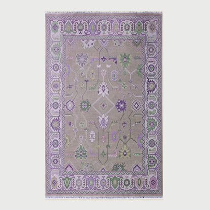 Hand Knotted Purple Multicolor Farm House Indoor Large Area Rug - Indian Rug Store