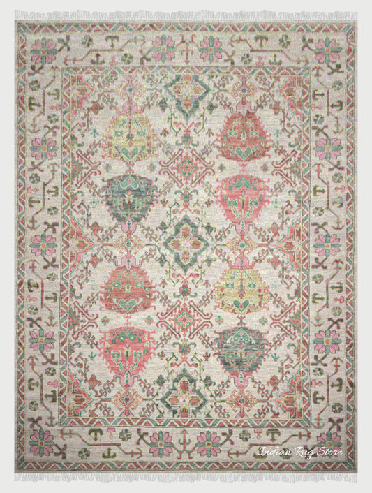Oushak Wool Traditional Hand Knotted Bedroom Rug