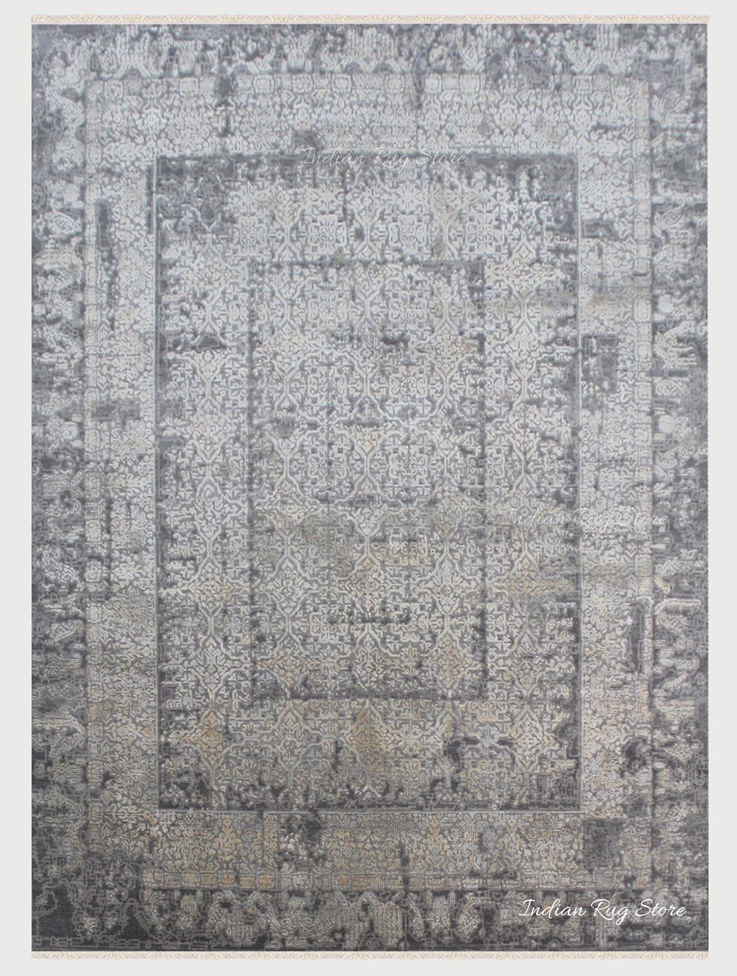 Gray Soft Wool Hand Knotted Home Decor Large Area Rug