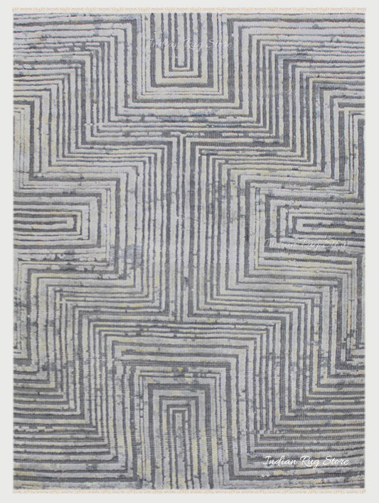 Striped Hand Tufted Gray Wool Artistic Large Area Rug