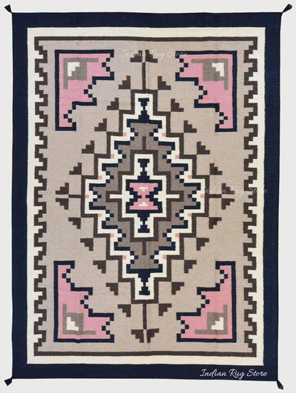 Tappeto Kilim indiano grigio in cotone tessuto a mano per grandi superfici CK-525