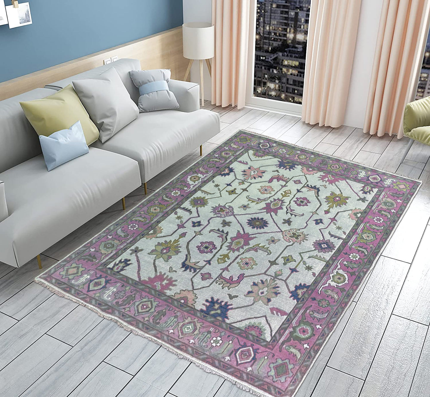 Hand Knotted Pink Multicolor Trendy Hallway Large Area Rug - Indian Rug Store