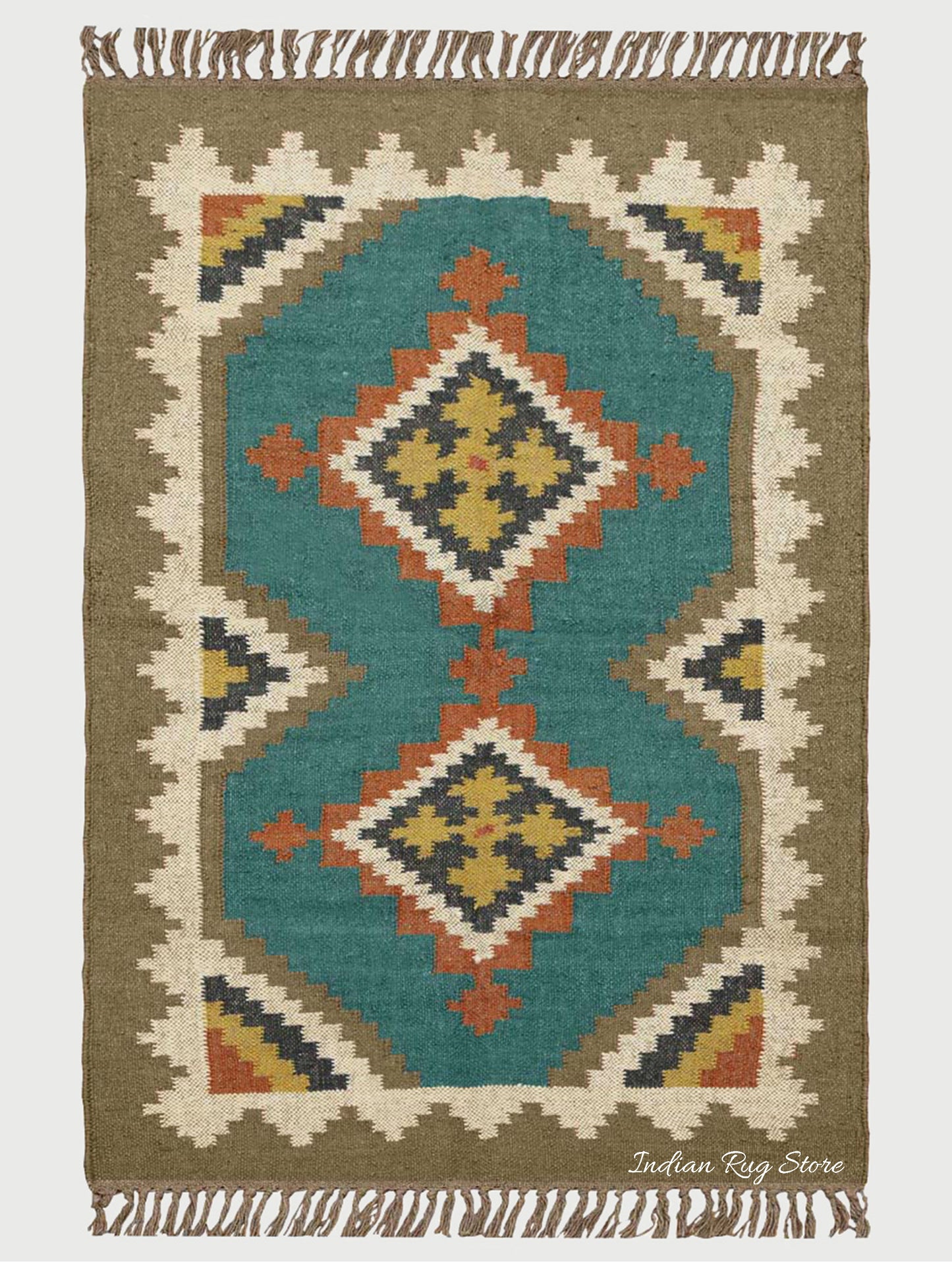 Hand Woven Bordered Multicolor Farmhouse Area Rug