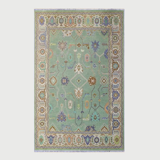 Hand Knotted Green Multicolor Indoor Home Decor Large Area Rug - Indian Rug Store