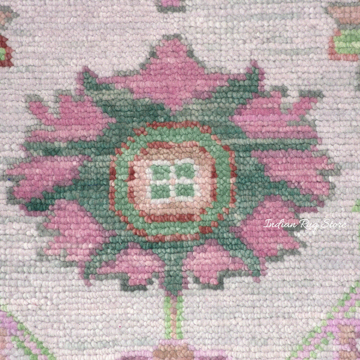 Pink And Green Multicolor Traditional Oushak Dining Room Rug