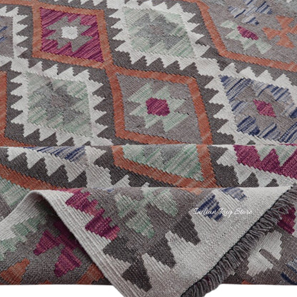 Hand Woven Wool Multicolor Living Room Area Rug