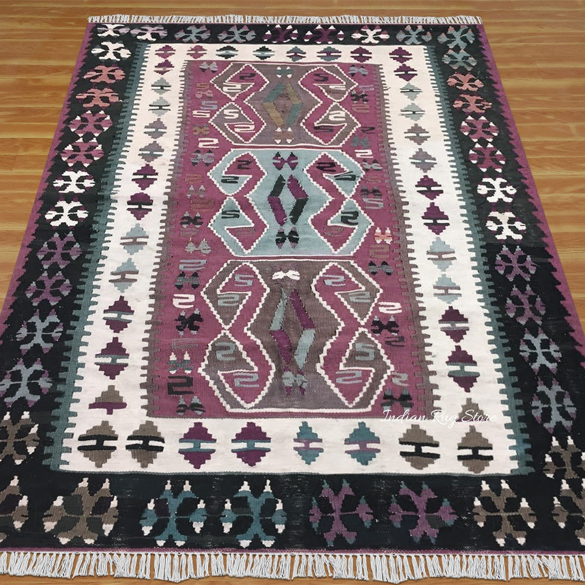 Natural Multicolor Hand Woven Wool Living Room Rug