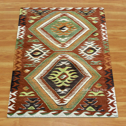 Hand Woven Geometric Living Area Wool Jute Rug