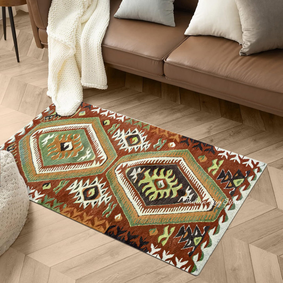 Hand Woven Geometric Living Area Wool Jute Rug