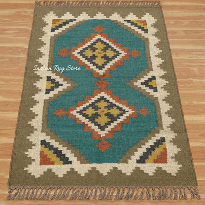 Hand Woven Bordered Multicolor Farmhouse Area Rug