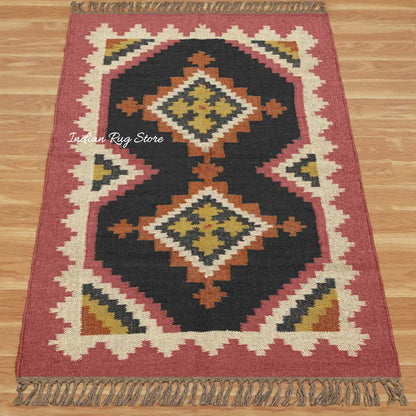 Hand Woven Bordered Multicolor Bed Room Area Rug