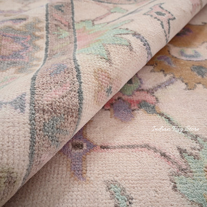 Hand Knotted Beautiful Brown Natural Wool Oushak Rug