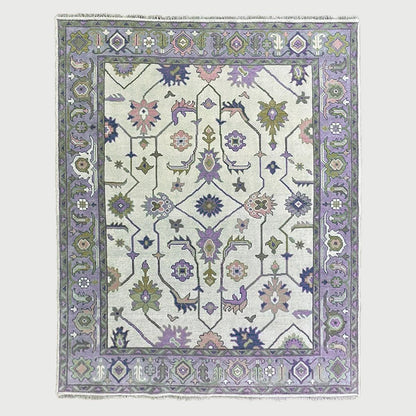 Hand Knotted Purple Multicolor Indoor Hallway Large Area Rug - Indian Rug Store