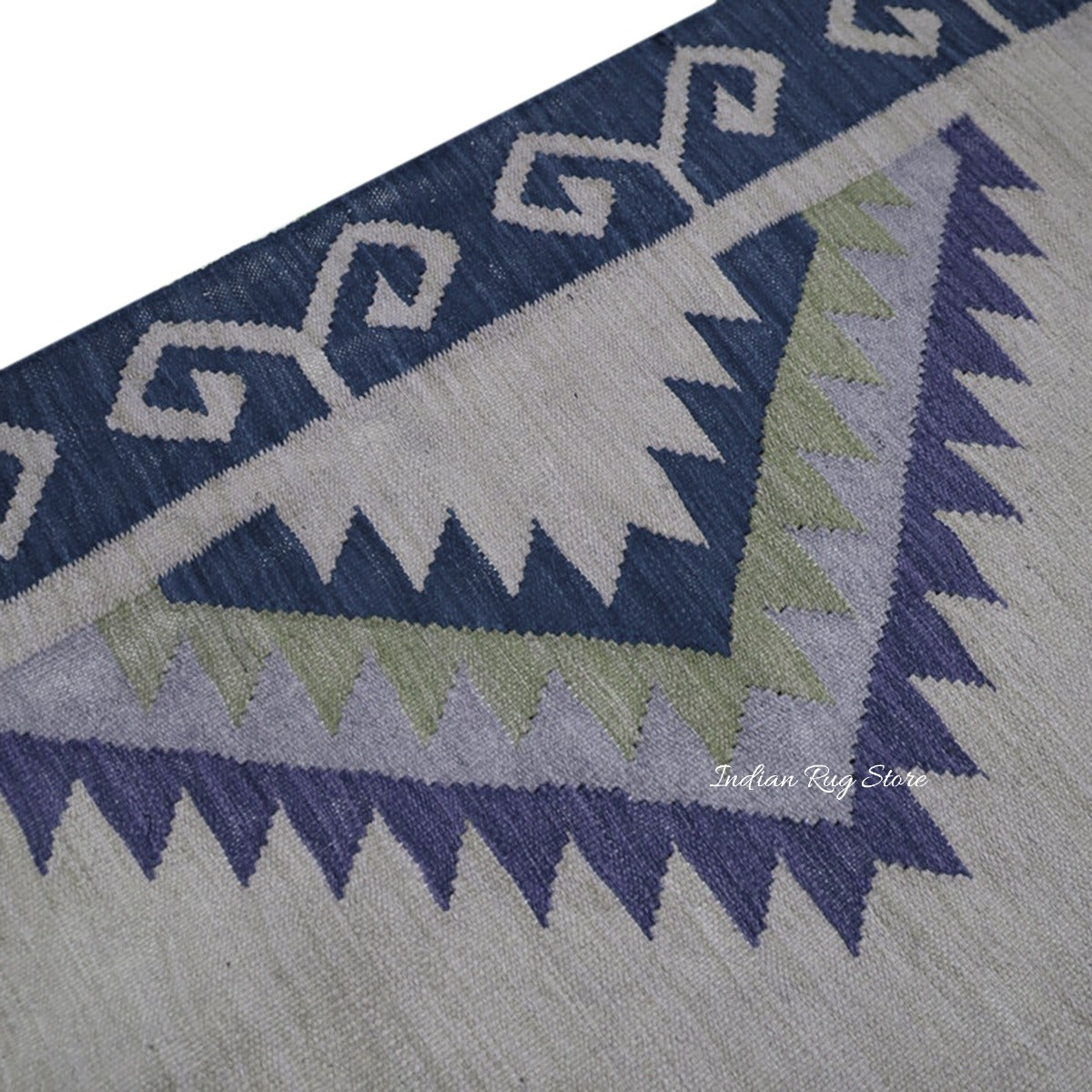 Hand Woven Blue, Gray and Black Hall Area Rug