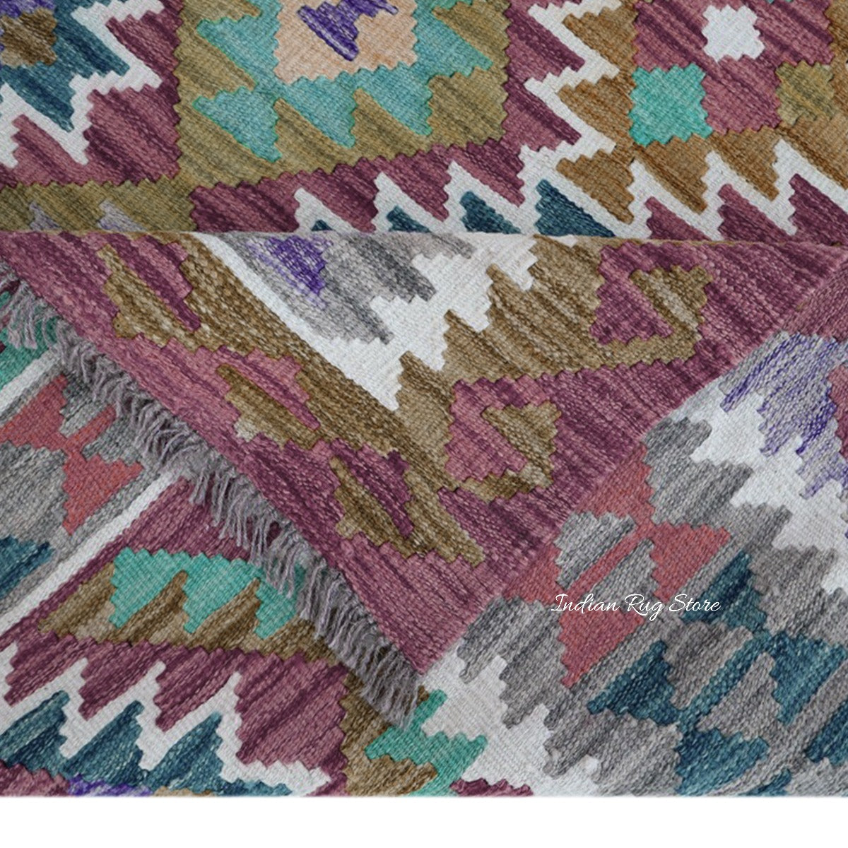 Dining Room Decor Hand Woven Multicolor Wool Kilims