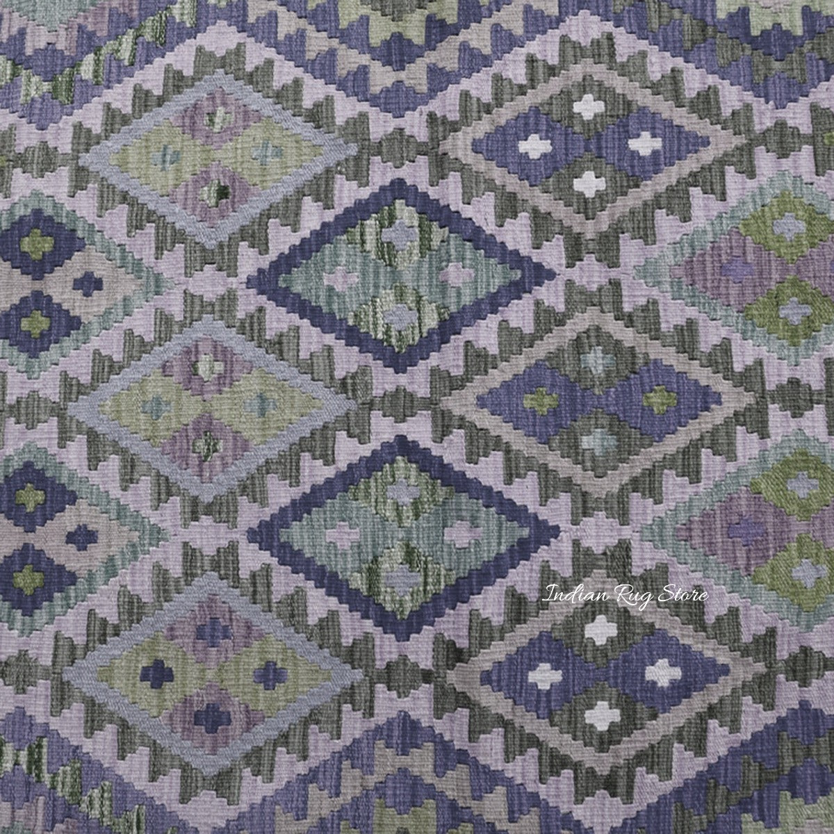 Purple and Gray Hand Woven Wool Area Rug for Living Room