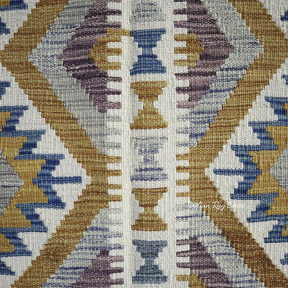 Natural Yellow Hand Woven Wool Kilims Bedroom Area Rug