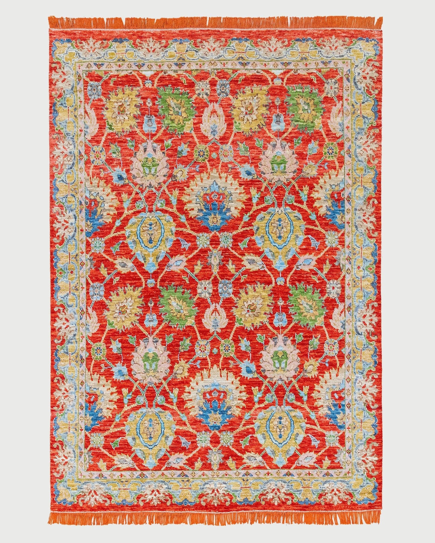 Indoor Colorful Oushak Red Multicolor Entryway Rug