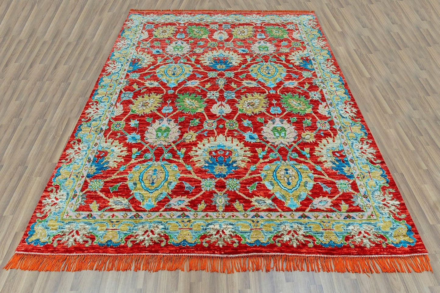 Indoor Colorful Oushak Red Multicolor Entryway Rug