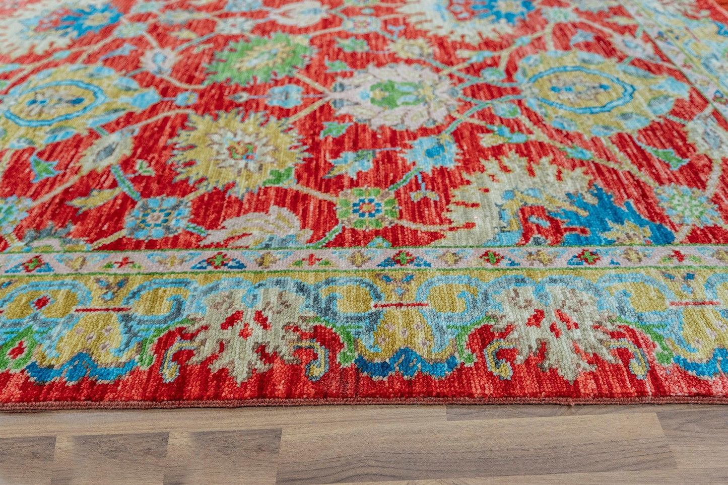 Indoor Colorful Oushak Red Multicolor Entryway Rug