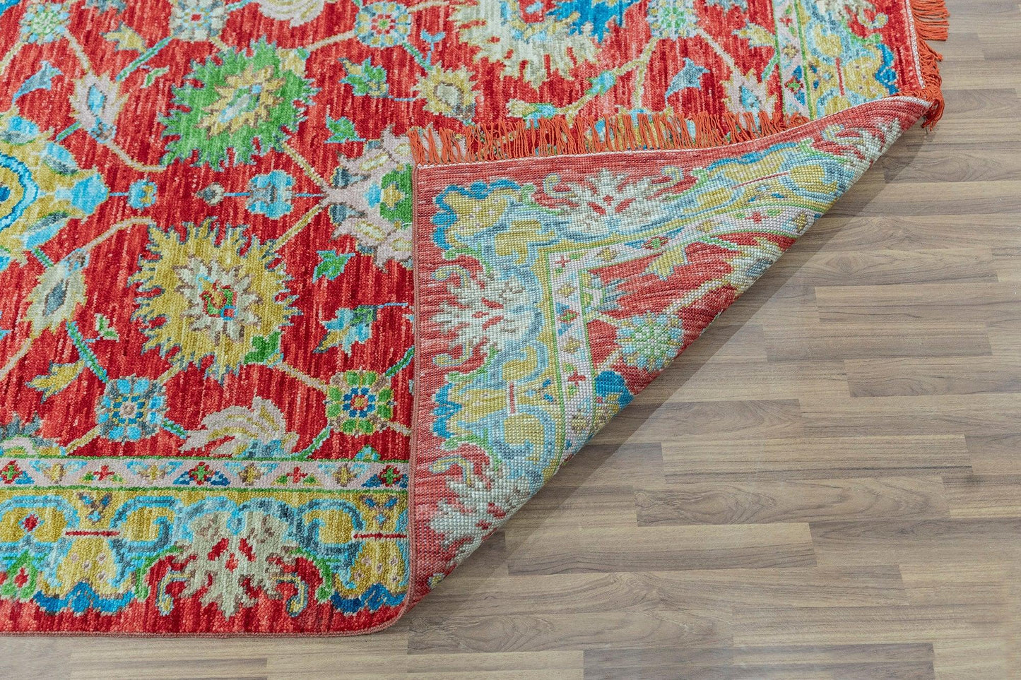 Indoor Colorful Oushak Red Multicolor Entryway Rug