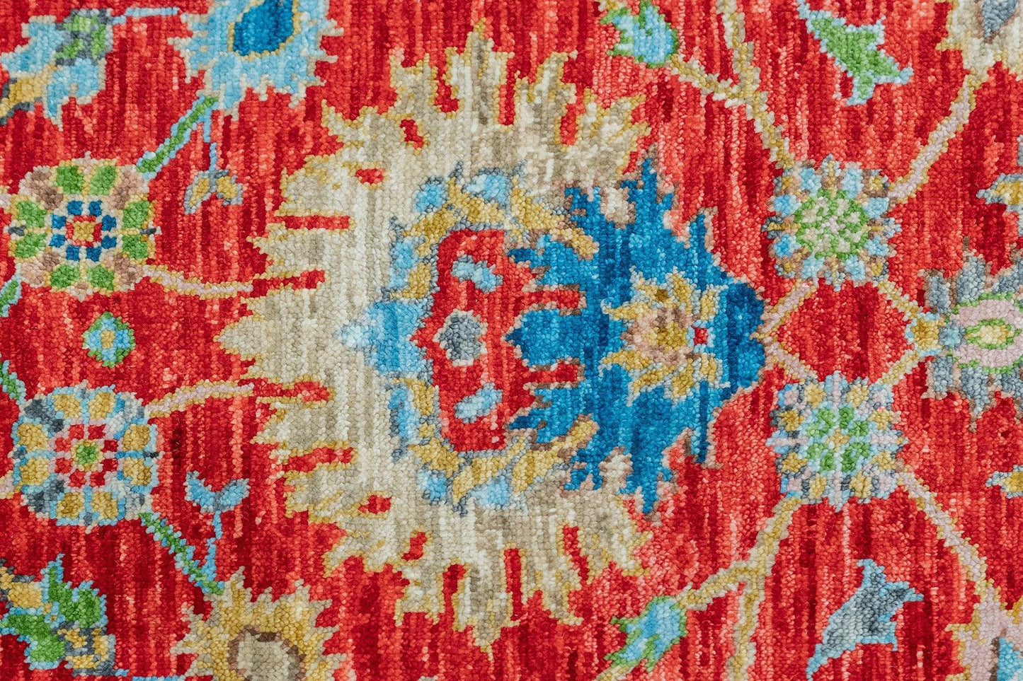 Indoor Colorful Oushak Red Multicolor Entryway Rug