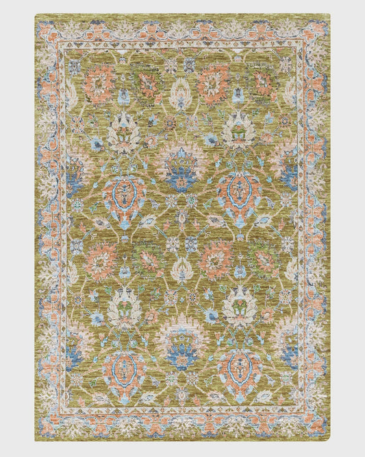 Outdoor Oushak Green Multicolor Wool Area Rug