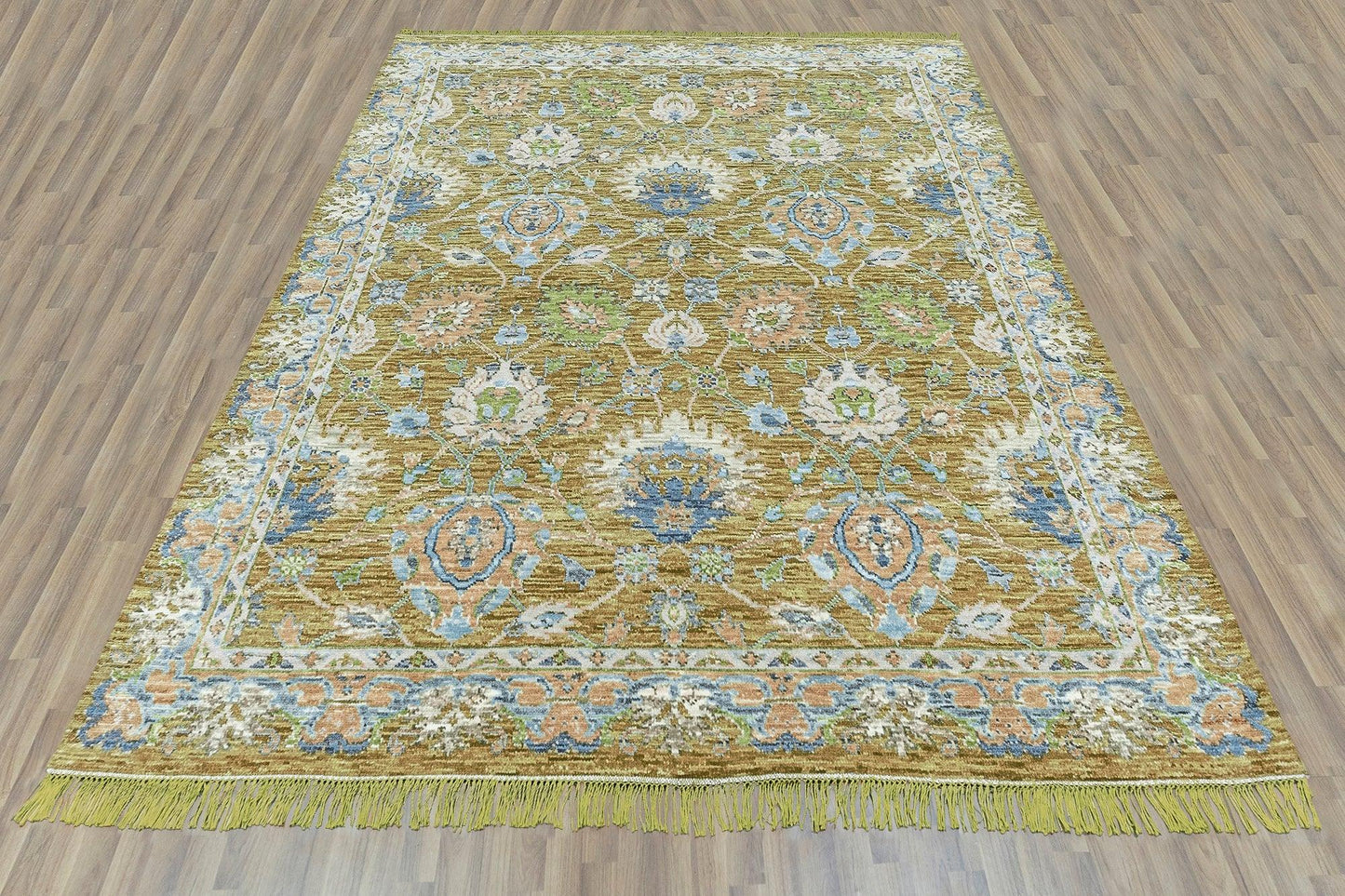 Outdoor Oushak Green Multicolor Wool Area Rug