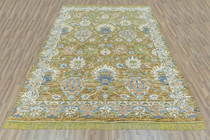 Outdoor Oushak Green Multicolor Wool Area Rug