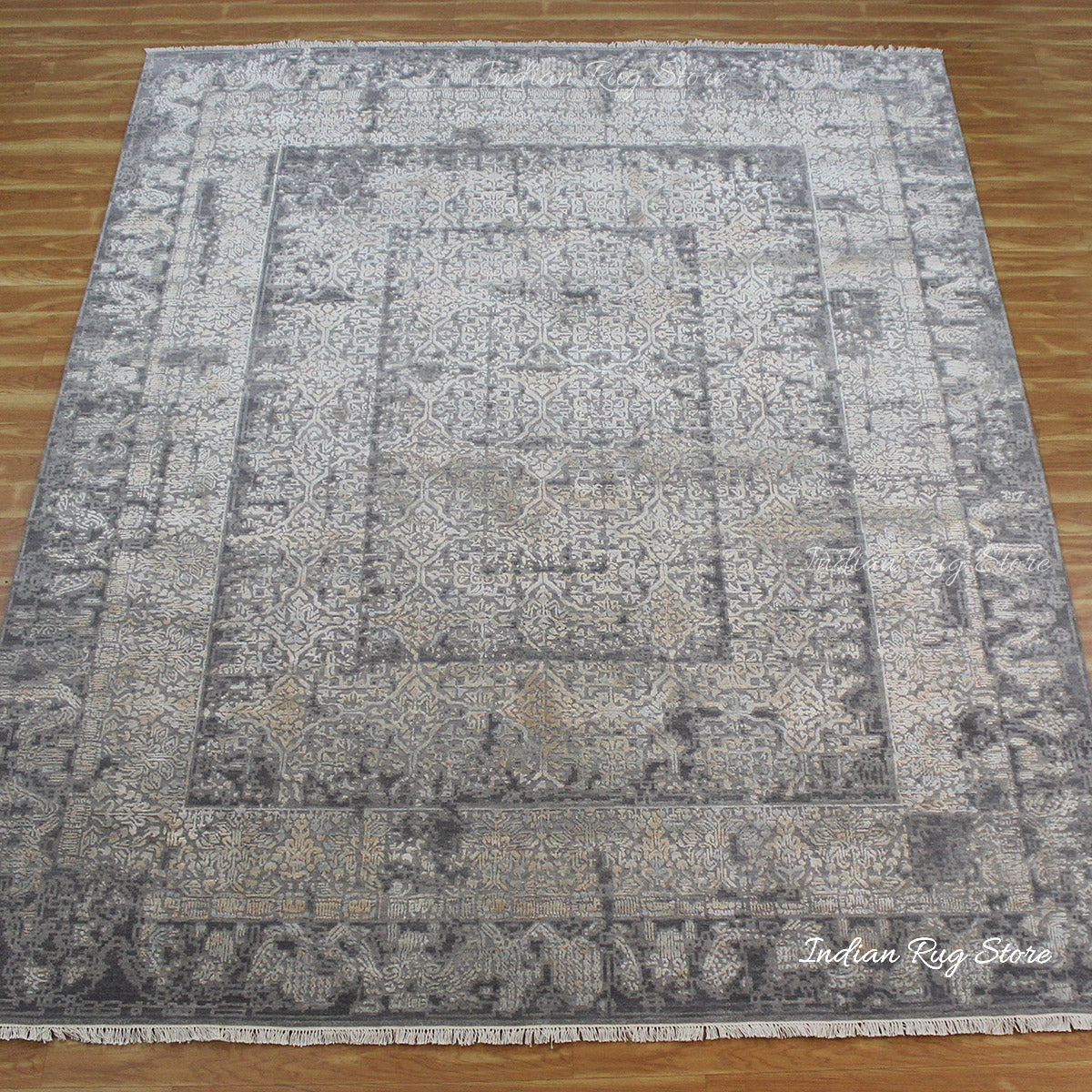 Gray Soft Wool Hand Knotted Home Decor Large Area Rug