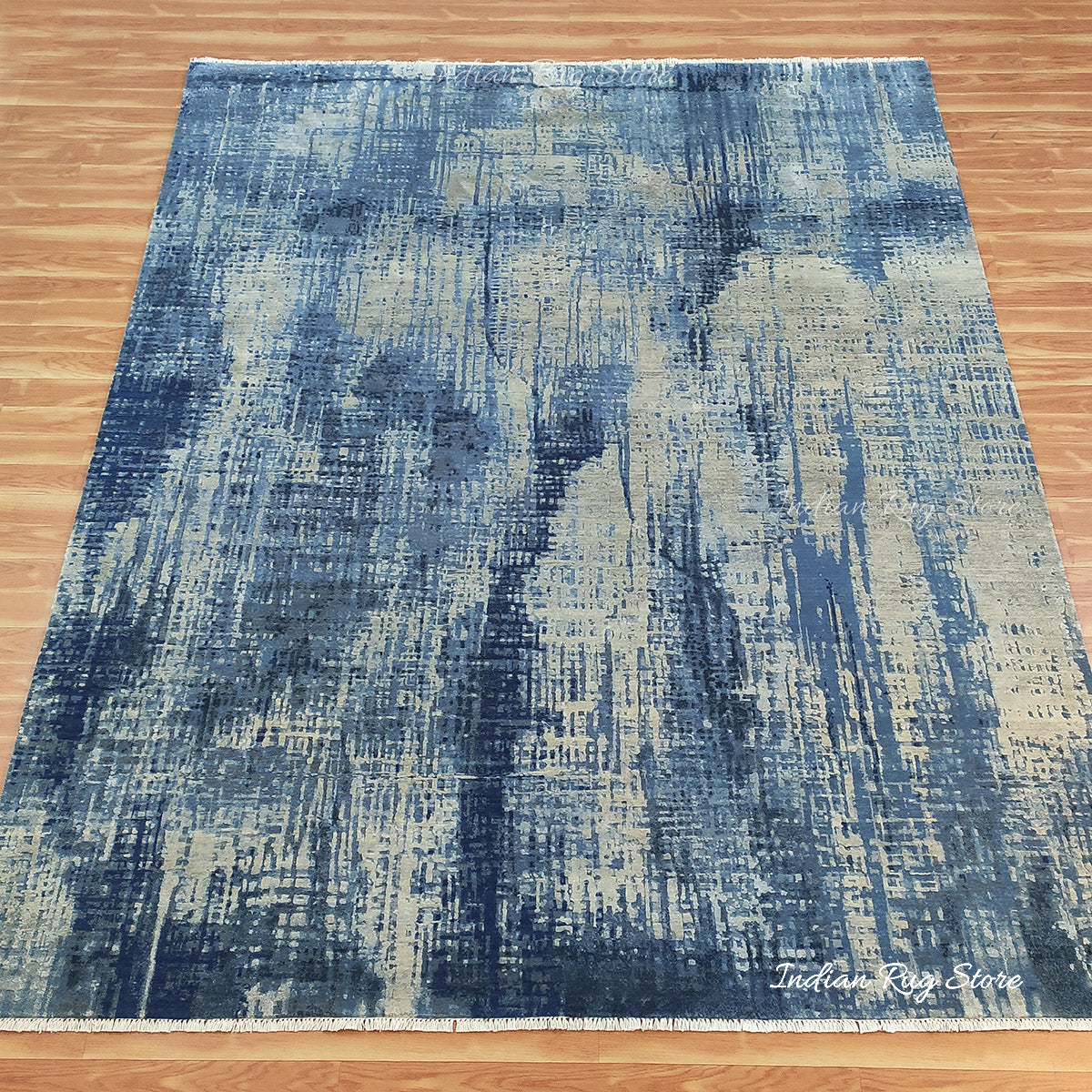 Indian Soft Wool Hand Tufted Modern Blue Large Area Rug