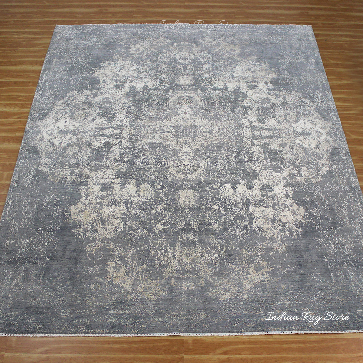 Hand Knotted Indian Gray Soft Wool Living Area Rug