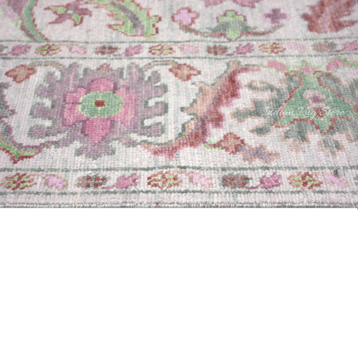 Pink And Green Multicolor Traditional Oushak Dining Room Rug