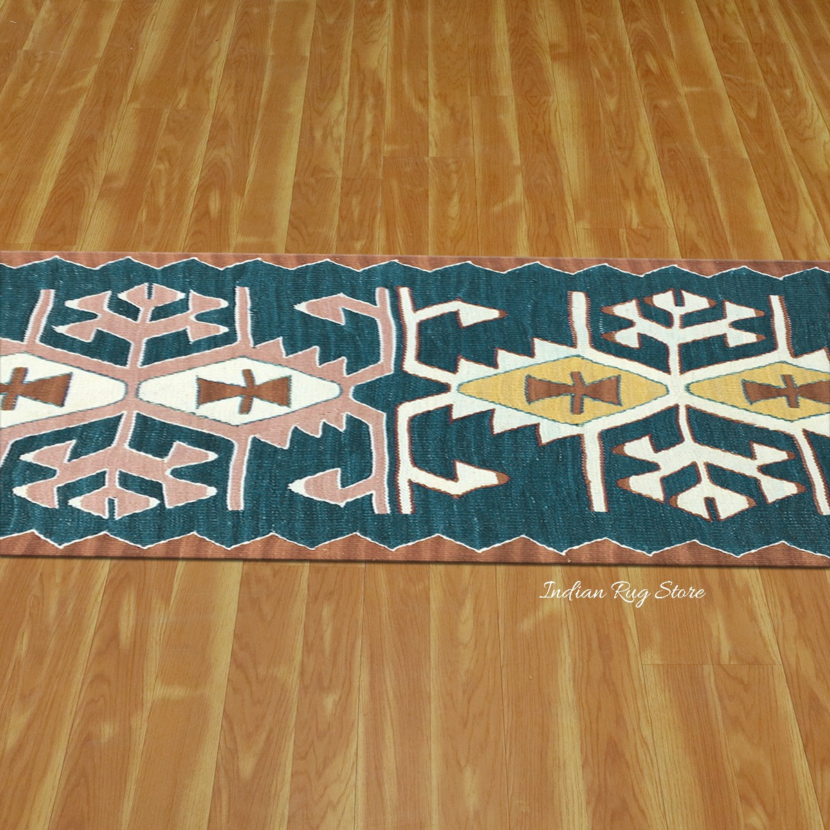 Hand Woven Wool Turquoise Blue Living Room Area Rug